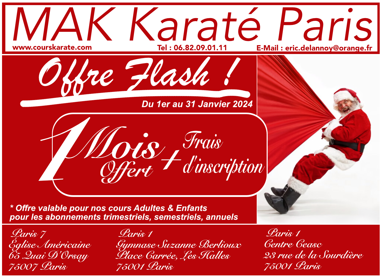 Offre Flash - club karate paris